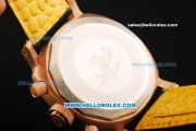 Ferrari Chronograph Miyota Quartz Movement Rose Gold Case with Yellow Arabic Numerals - Black Leather Strap