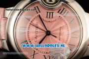 1:1 Cartier Ballon Bleu De 2671 Auto Steel Case with Pink Dial and Pink Leather Strap