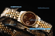 Rolex Datejust Automatic Movement ETA Coating Case with Brown Dial and Gold Bezel