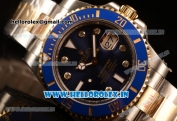 Rolex Submariner Swiss ETA 2836 Automatic Two Tone Case/Bracelet with Blue Dial Diamonds (BP)