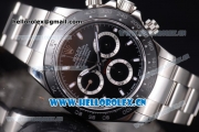 Rolex Daytona Chronograph Clone Rolex 4130 Automatic Stainless Steel Case/Bracelet with Black Dial and Stick Markers (BP)