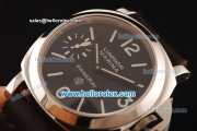 Panerai Luminor Marina Pam 005 Asia 6497 Manual Winding Steel Case with Black Dial and Dark Brown Leather Strap