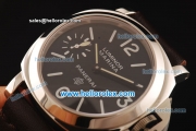 Panerai Luminor Marina Pam 005 Asia 6497 Manual Winding Steel Case with Black Dial and Dark Brown Leather Strap