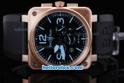 Bell & Ross BR 01-94 Working Chronograph Quartz Movement With Black Carbon Dial,Blue Marking and Rose Gold Case Bell & Ross BR 01-94 Working Chronograph Quartz Movement With Black Carbon Dial,Blue Marking and Rose Gold Case