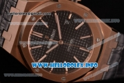 Audemars Piguet Royal Oak 41 Clone AP Calibre 3120 Automatic Rose Gold Case with Black Dial Stick Markers and Black Leather Strap (BP)