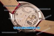 Cartier Cle de Cartier Flying Tourbillon Swiss Tourbillon Manual Steel Case with White Dial and Pink Leather Strap (ZF)