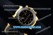 Rolex Daytona Chrono Clone Rolex 4130 Automatic Yellow Gold Case with Black Dial Ceramic Bezel and Black Rubber Strap (EF)