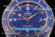 Omega Seamaster 300 Master Co-Axial Clone Omega 8500 Automatic Steel Case with Blue Dial Stick Markers and Black/Grey Nylon Strap