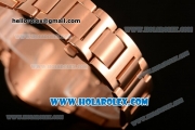 Cartier Rotonde De Miyota Quartz Rose Gold Case/Bracelet with Silver Dial