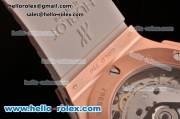 Hublot Big Bang Chrono Clone HUB4100 Automatic Rose Gold/Ceramic Case with White Rubber Strap White Dial