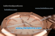 Audemars Piguet Royal Oak Swiss ETA 2824 Automatic Full Rose Gold with Sitck Markers and White Dial - 1:1 Original