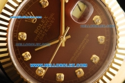 Rolex Datejust II Oyster Perpetual Automatic Movement Brown Dial with Diamond Markers and Gold Bezel-Two Tone Strap