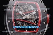 Richard Mille RM 038 Miyota 9015 Automatic PVD Case with Skeleton Dial Dot Markers Red Inner Bezel and Black Rubber Strap