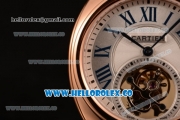 Cartier Cle de Cartier Swiss Tourbillon Manual Winding Rose Gold Case with White Dial and Red Leather Strap