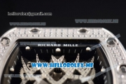 Richard Mille Natalie Portman RM-19-01 Asia Manual Winding Steel Case with Seleton Dial and Black Rubber Strap Diamonds Bezel