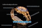 Rolex Yachtmaster II Chrono Swiss Valjoux 7750 Automatic Full Yellow Gold with White Dial Blue Bezel and Dot Markers (BP)