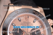 Rolex Daytona Clone Rolex 4130 Automatic Rose Gold Case with Rose Gold Dial Black Leather Strap and Stick Markers (EF)