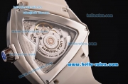 Hamilton Ventura XXL Swiss ETA 2824 Automatic Steel Case with White Rubber Strap and White Skeleton Dial
