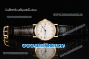 Breguet Classique Japanese Miyota 9015 Automatic Movement Yellow Gold White Dial and Arabic Numeral Markers Leather Strap (FF)