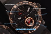 Ulysse Nardin Maxi Marine Diver Asia ST25 Automatic PVD Case with Black Rubber Strap and Black Dial