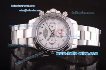 Rolex Daytona II Automatic 7750 Coating Steel Case and Strap with White Dial