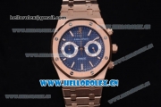 Audemars Piguet Royal Oak Seiko VK64 Quartz Rose Gold Case/Bracelet Blue Dial and Stick Markers (EF)