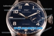 IWC Big Pilot Real PR IW500908 "Le Petit Prince" Clone IWC 52010 Automatic Steel Case with Blue Dial Number Markers and Grey Leather Strap - 1:1 Best Edition (ZF)