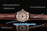 Omega De Ville Hour Vision Swiss ETA 2836 Automatic Steel Case and Brown Leather Strap with White Dial