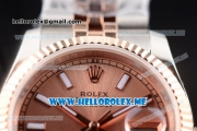 Rolex Datejust Clone Rolex 3135 Automatic Two Tone Case/Bracelet with Rose Gold Dial and Stick Markers (BP)