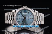 Rolex Day-Date Swiss ETA 2836 Automatic Stainless Steel Case/Bracelet with Blue Dial and Stick Markers Diamonds Bezel (BP)