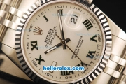 Rolex Datejust Automatic Movement ETA Coating Case with Steel Bezel and Strap-36mm