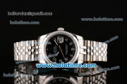 Rolex Datejust Swiss ETA 2836 Automatic Movement Stainless Steel Case with Black Dial and White Numeral Markers