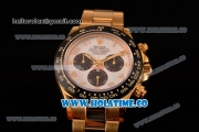 Rolex Daytona Chrono Swiss Valjoux 7750 Automatic Yellow Gold Case/Bracelet with Arabic Numeral Markers Ceramic Bezel and White Dial (BP)