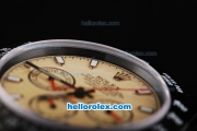 Rolex Daytona Miyota Quartz Movement Full PVD with Yellow Dial and White Stick Markers