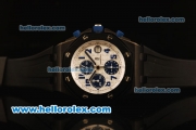 Audemars Piguet Royal Oak Offshore Swiss Valjoux 7750 Titanium Case with White Mesh Dial and Black Rubber Strap