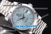Rolex Day Date II Clone Rolex 3255 Automatic Stainless Steel Case/Bracelet with Blue Dial and Stick Markers (BP)