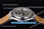 Hublot Classic Fusion Skeleton Asia Automatic Steel Case with Skeleton Dial and Brown Leather Strap