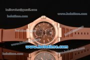 IWC Ingenieur Asia ST Automatic Rose Gold Case with Brown Rubber Strap Stick Markers and Brown Dial
