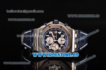 Audemars Piguet Royal Oak Offshore Chrono Blue Themes Swiss Valjoux 7750 Automatic Steel Case with Blue Dial Blue Leather Strap and White Arabic Numeral Markers (JF)