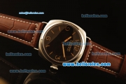 Panerai Radiomir Pam 210 Swiss ETA 6497 Manual Winding Steel Case with Black Dial and Brown Leather Strap -Numerals Markers