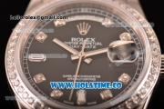 Rolex Day-Date Asia Automatic Steel Case with Diamonds Markers Black Dial - Diamonds Bezel (BP)