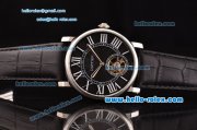 Cartier Rotonde De Tourbillon ST22 Automatic Steel Case with Black Dial and Black Leather Strap Cartier Rotonde De Tourbillon ST22 Automatic Steel Case with Black Dial and Black Leather Strap