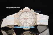 Hublot Big Bang Chronograph Swiss Valjoux 7750 Automatic Movement Steel Case with Diamond Bezel and White Rubber Strap-1:1 Original