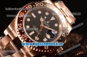 Rolex GMT-Master II Swiss ETA 2836 Automatic Rose Gold Case With Ceramic Bezel Black Dial 126715CHNR bk