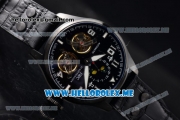 IWC Big Pilot Double Tourbillon Asia ST28 Automatic PVD Case with Black Dial and Black Leather Strap Stick/Arabic Numeral Markers