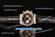 Rolex Daytona Chrono Swiss Valjoux 7750 Automatic Steel Case with Diamond Bezel Black Leather Strap and Brown MOP Dial Rolex Daytona Chrono Swiss Valjoux 7750 Automatic Steel Case with Diamond Bezel Black Leather Strap and Brown MOP Dial