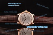 Patek Philippe Calatrava Swiss ETA 2824 Automatic Rose Gold Case with Brown Leather Strap White Dial Numeral/Stick Markers