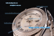 Rolex Masterpiece Swiss ETA 2836 Automatic Steel Case with Diamond/White Dial and Diamond Bezel