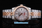 Rolex Datejust Oyster Perpetual Automatic Rose Gold Bezel with White Dial and Rose Gold Marking-Small Calendar