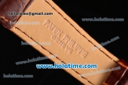 Patek Philippe Calatrava Miyota Quartz Steel Case with Silver Stick Markers and Brown Dial